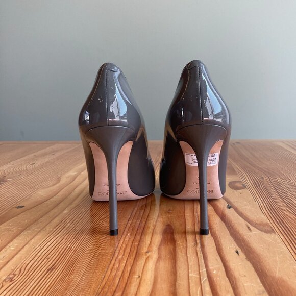 Jimmy Choo Taupe Patent Romy Pointed Toe Pumps - Picture 4 of 6